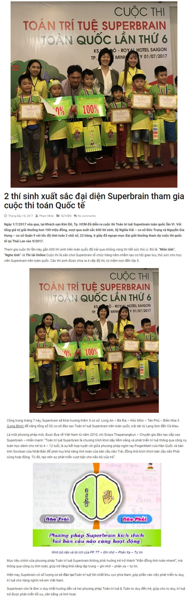 CUỘC THI TOÁN TRÍ TUỆ SUPERBRAIN TOÀN QUỐC LẦN 6 NĂM 2017 - BÁO DOANH NHÂN VĂN HÓA VIỆT NAM