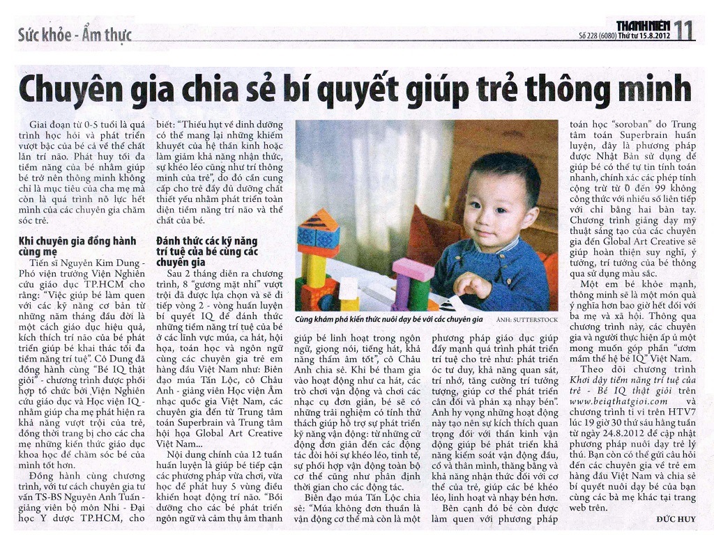 Bí quyết giúp trẻ thông minh