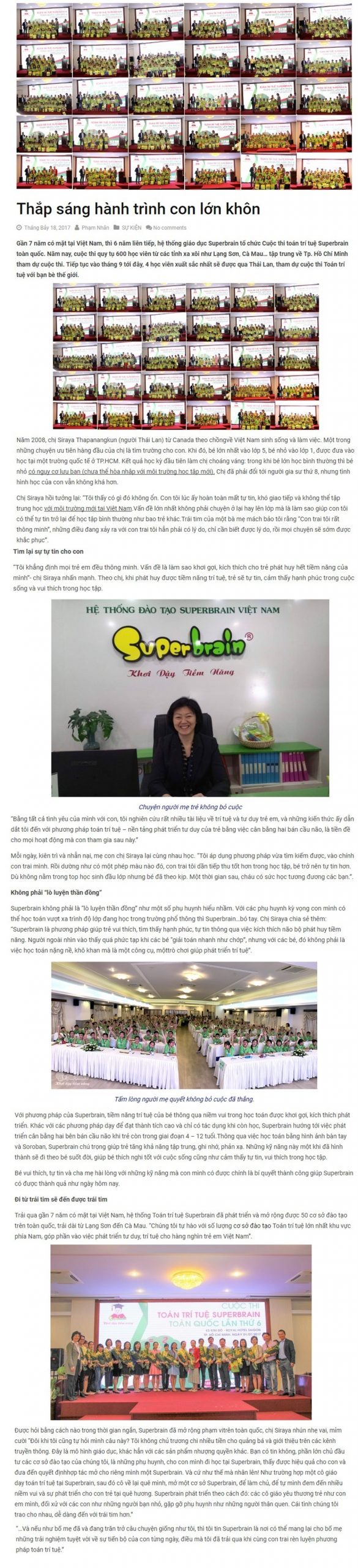 BÁO DOANH NHÂN VĂN HÓA VIỆT NAM ĐƯA TIN: “SUPERBRAIN - THẮP SÁNG HÀNH TRÌNH CON KHÔN LỚN”|BÁO MEN & LIFE ĐƯA TIN - CUỘC THI TOÁN TRÍ TUỆ SUPERBRAIN TOÀN QUỐC LẦN THỨ 6 - 2017