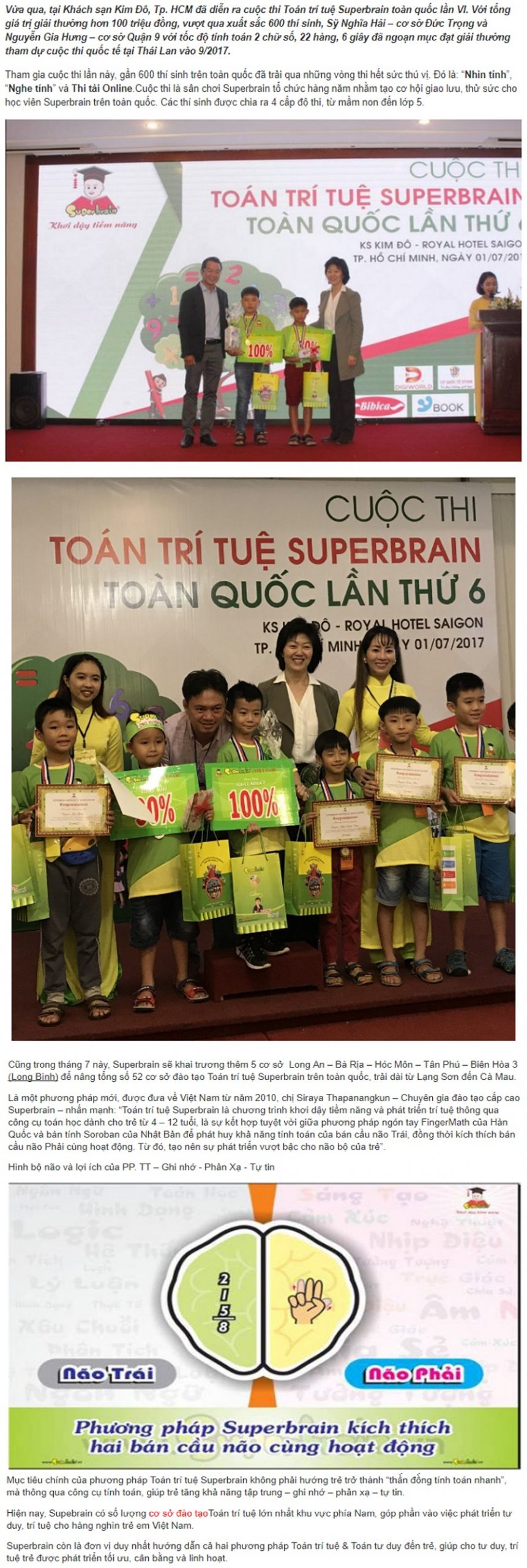 BÁO MEN & LIFE ĐƯA TIN - CUỘC THI TOÁN TRÍ TUỆ SUPERBRAIN TOÀN QUỐC LẦN THỨ 6 - 2017
