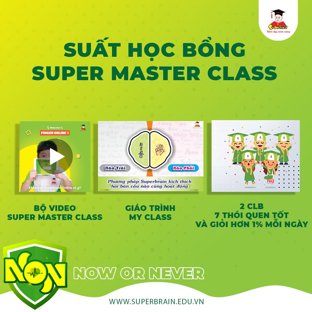 Trẻ em học cùng Superbrain với phương pháp Toán trí tuệ phát triển trí nhớ, tư duy, phản xạ nhanh chóng.