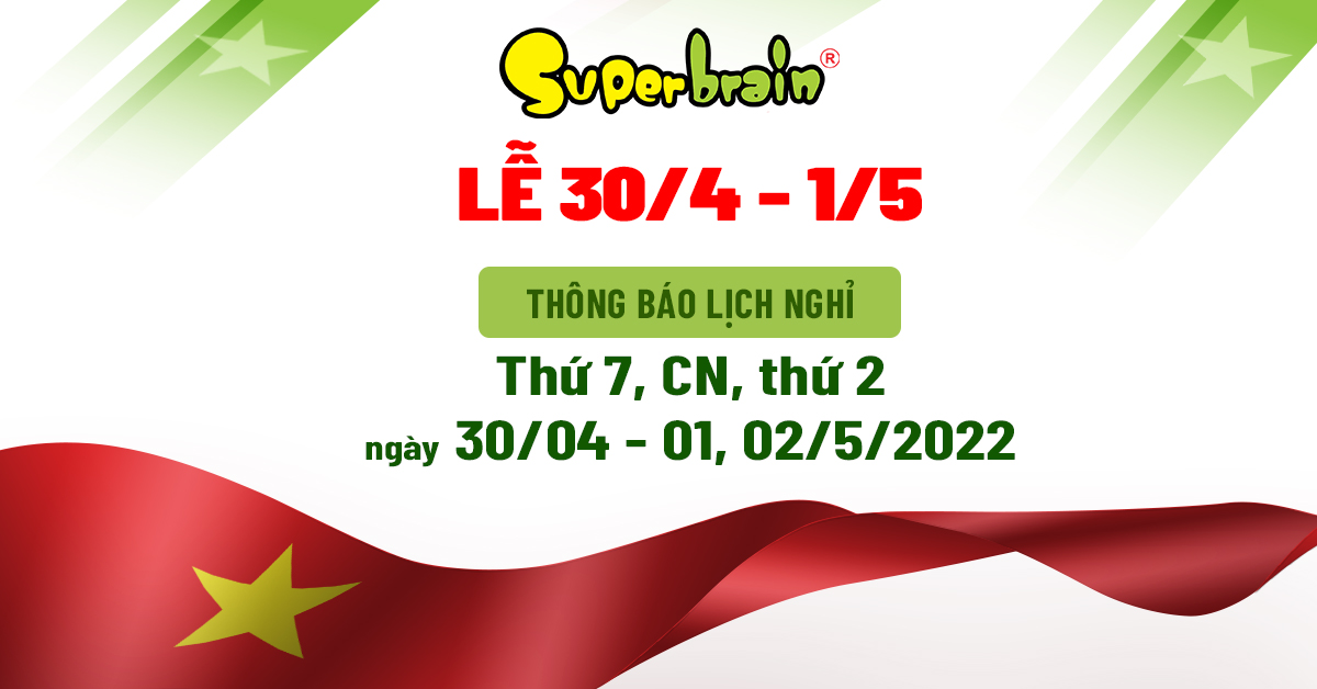 Banner thông báo nghỉ lễ 30/4 – 1/5 Superbrain Việt Nam