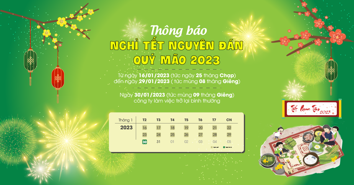 [THÔNG BÁO] Lịch Nghỉ Tết Quý Mão 2023 Superbrain