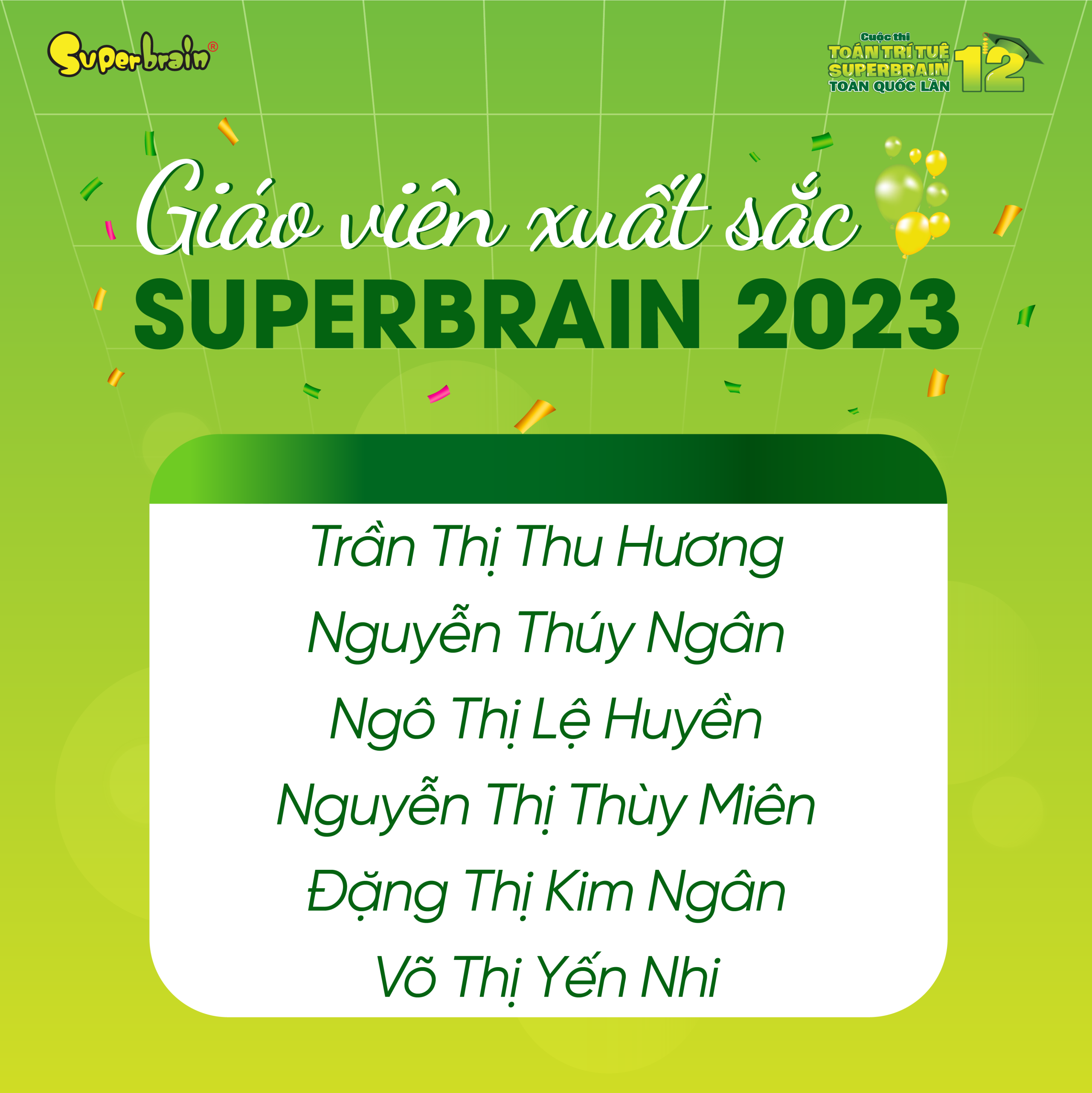 Chúc mừng 6 Giáo viên Superbrain xuất sắc năm 2023