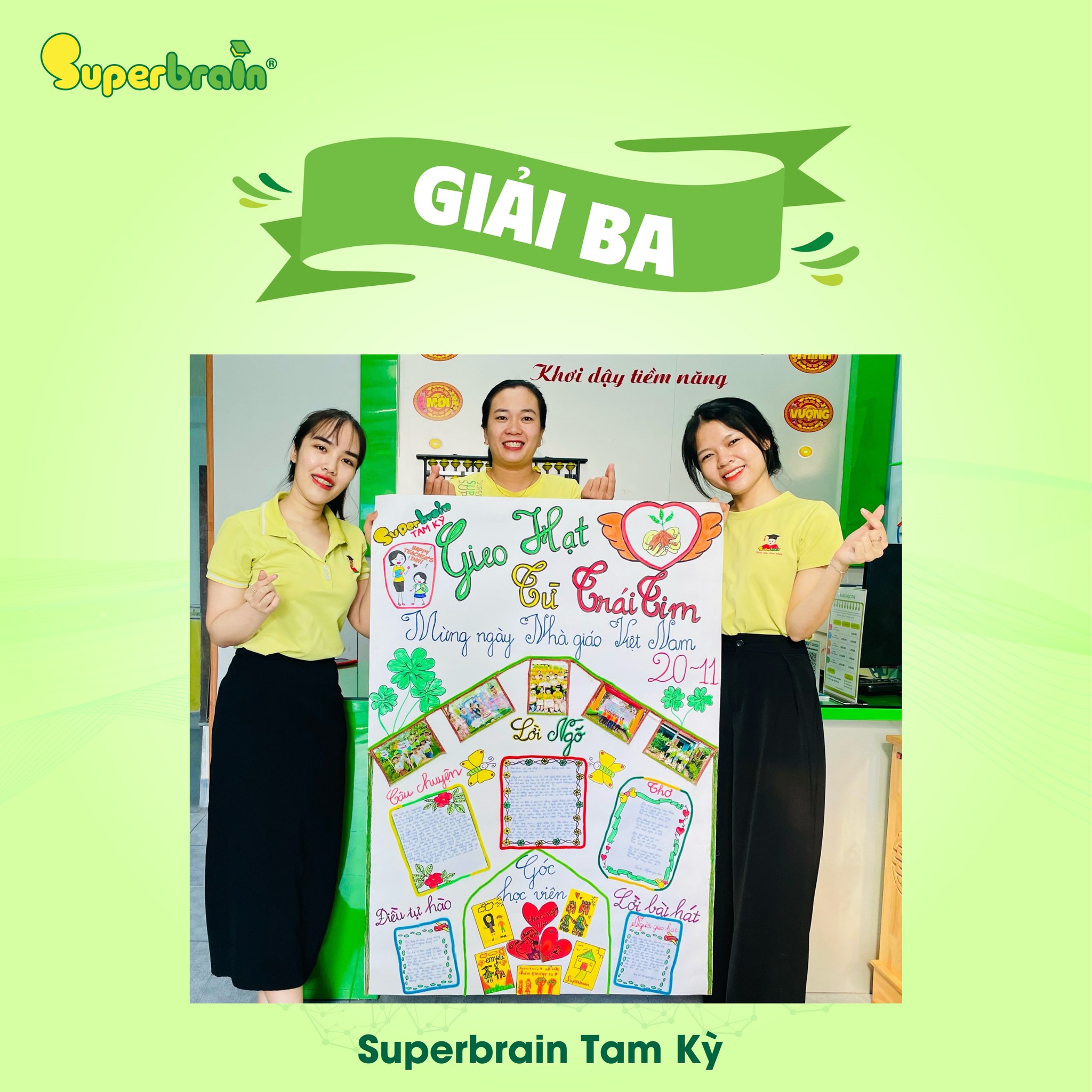 Chúc mừng Superbrain Tam Kỳ đã đạt giải Ba trong cuộc thi báo tường "Người gieo mầm xanh"